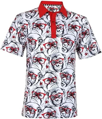 Party Animal Cool-Stretch Mens Golf Shirt Monkey
