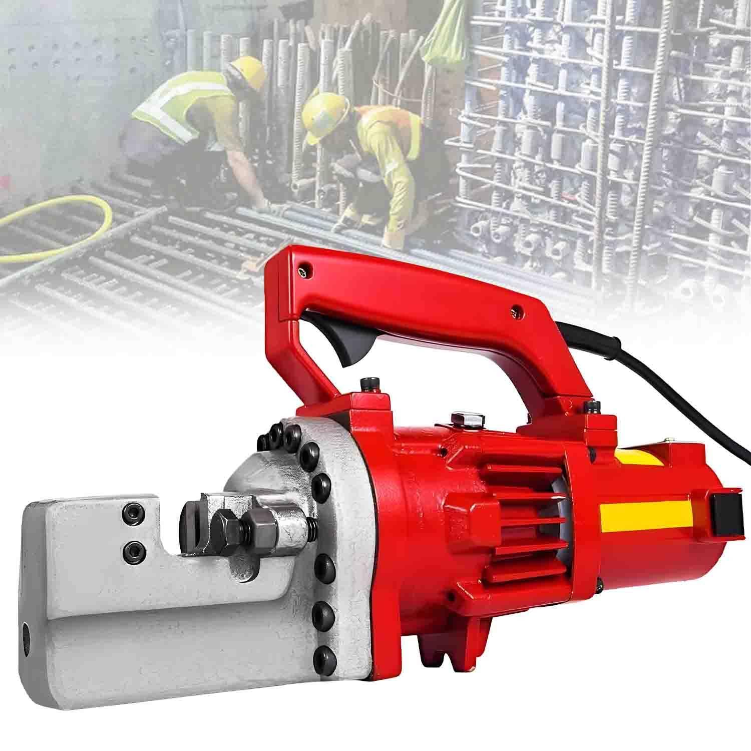 UORDBY Electric Hydraulic Rebar Cutter, 1250W Electric Hydraulic Bolt Cutter, Cutting Diameter: 4-20mm, Cutting Speed: 3-3.5s, for Railway and Housing Construction Red