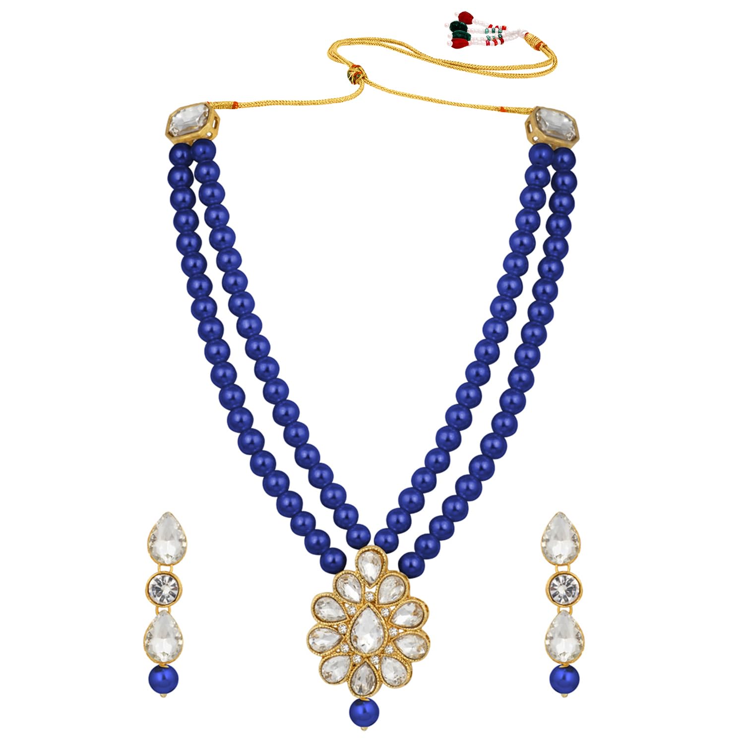 Peora Kundan Faux Pearl Long Necklace Earring Set for Women Girls Indian Traditional Jewellery Wedding (B07L6FZCJ5) Amazon Price History, Amazon Price Tracker