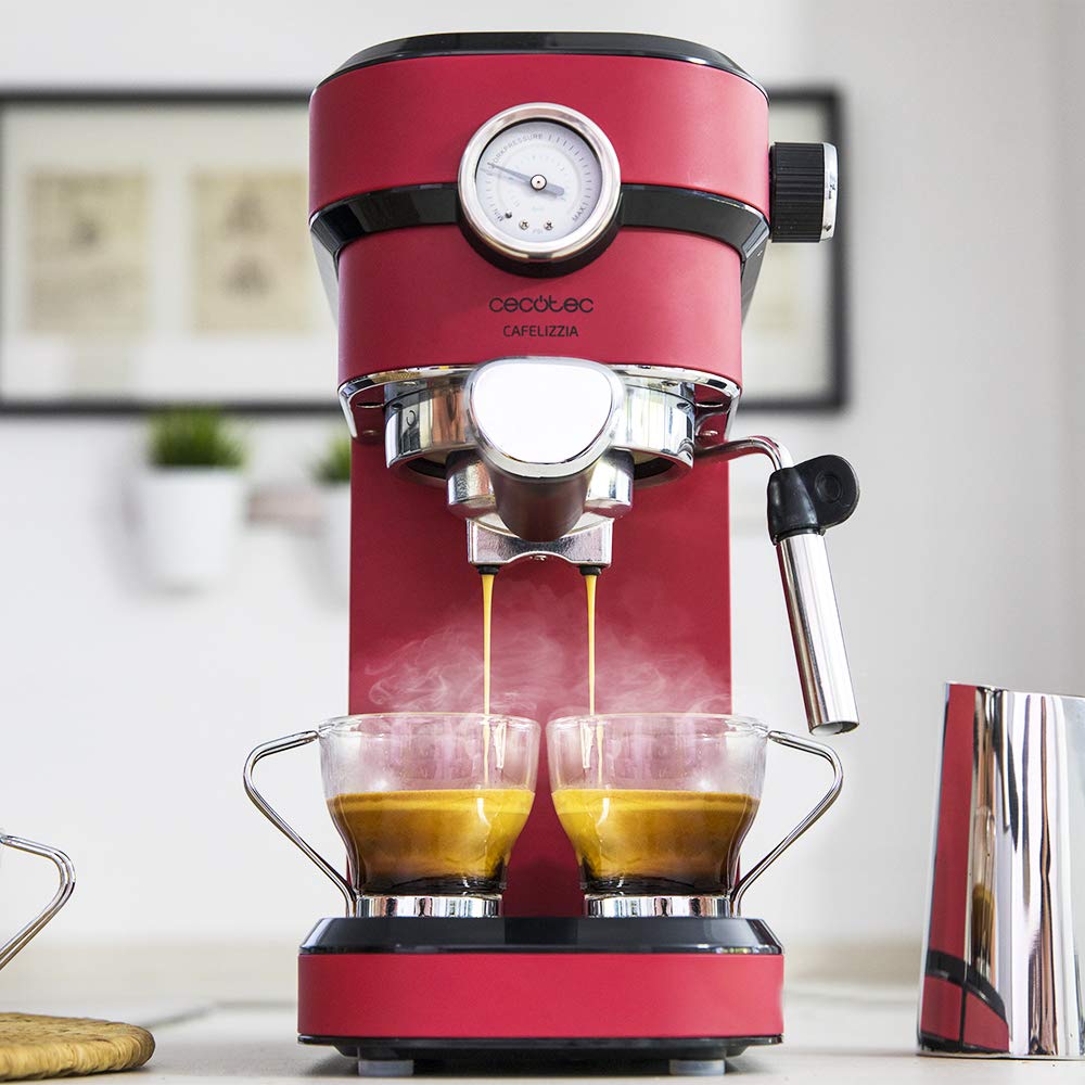 Cecotec Macchina da caffè Cafelizzia 790 Shiny Pro per espresso e cappuccino. Manometro, 1350 W, Sistema Thermoblock, 20 bar, Modalità per 1 e 2 caffè, vaporizzatore orientabile, serbatoio da 1,2L