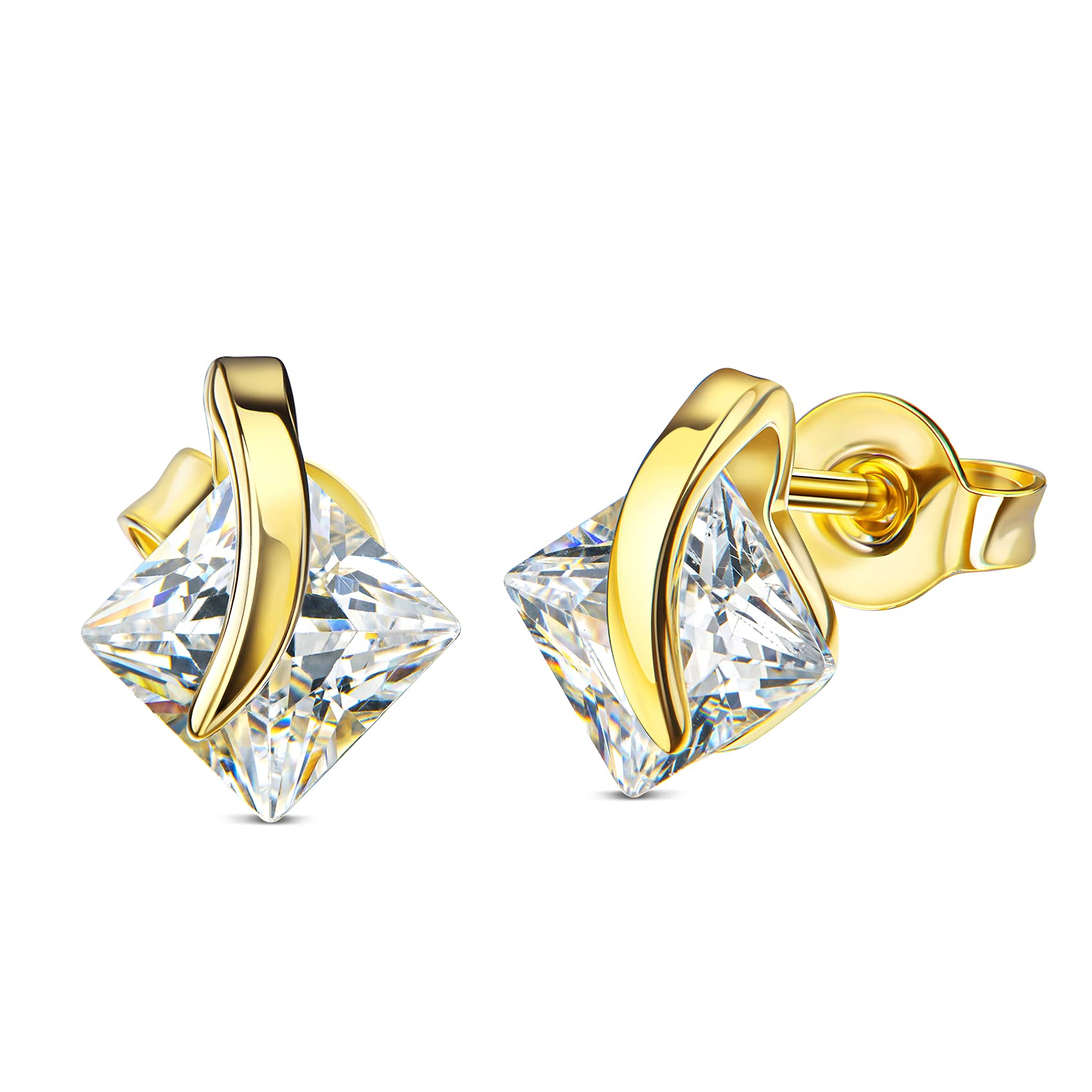 Zirkonia Stein Gold-Ohrstecker mit Gelbgold Design Ohrschmuck für Damen