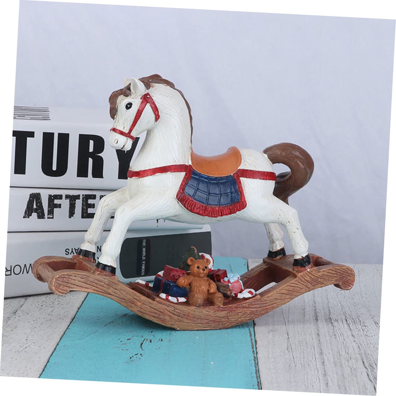 Resin Schaukelpferd Weihnachtsschmuck Tischdeko für Weihnachten Lustiges Hobbyhorse Ornament für Wohnzimmer und Schlafzimmer Weihnachtsdekoration für Zuhause