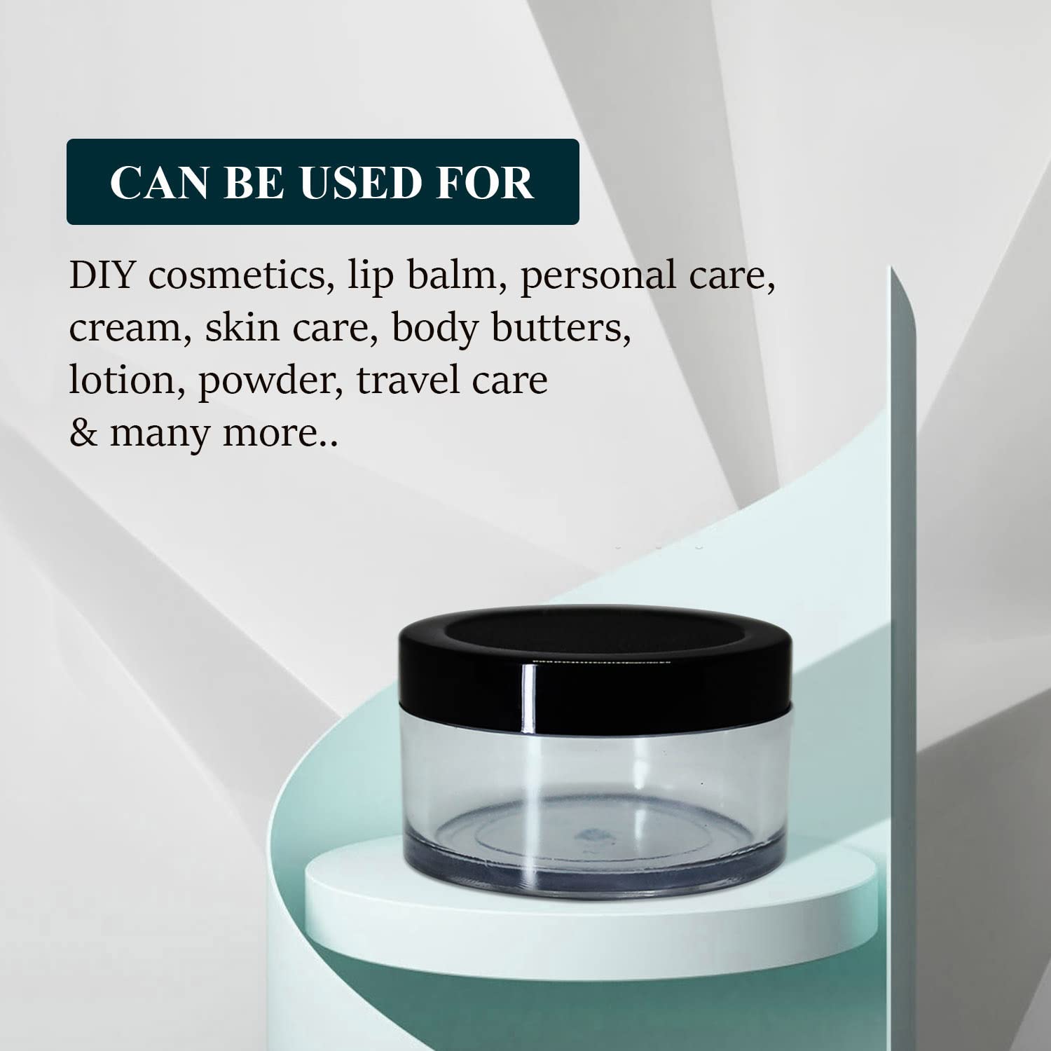 nsb herbals Acrylic Container San Jars With Black Outer Lid And Inner White Lid Set For Lip Balms, Diy Skin Care, Body Butters And Creams (Clear, 50 G) (3) 2