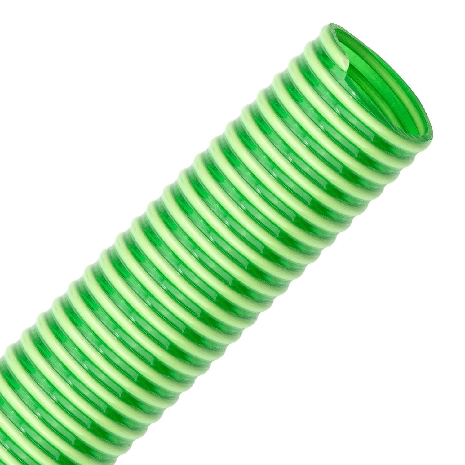 FLEXTUBE GR Ø 25mm (1 Zoll) Länge 40m PVC Schlauch, Spiralschlauch, Saugschlauch mit Hart PVC Spirale, grün transparent