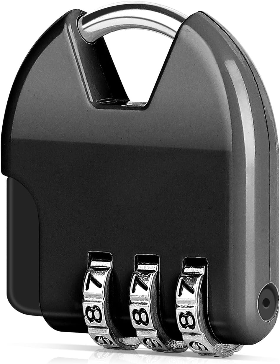 3 Digit Combination Lock Outdoor Padlock for School Gym Sports Locker Fence Toolbox Hasp Storage Black