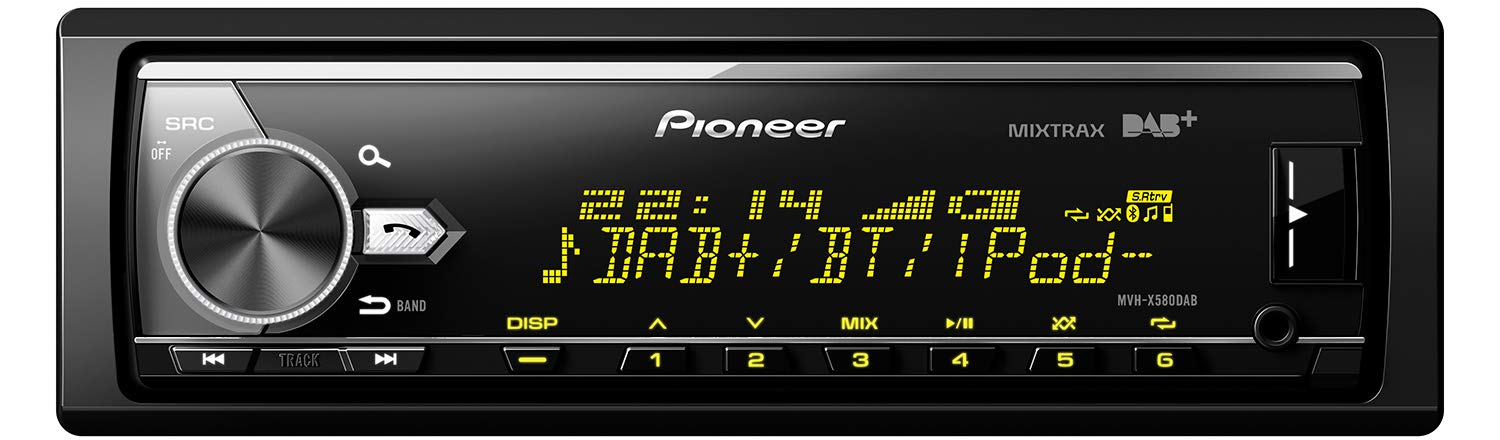 Pioneer MVH-X580DAB | 1DIN Autoradio mit RDS | DAB/DAB+ | Bluetooth | USB | AUX-Eingang | Bluetooth Freisprecheinrichtung | Kompatibel mit Android und iPod/iPhone
