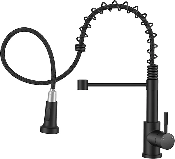 Hiqufet Kitchen Faucet with Pull Down Sprayer, High Arc Single Handle Kitchen Sink Faucet for Pot Filler, Single Hole Single Handle Stainless Steel Bar Sink Faucets