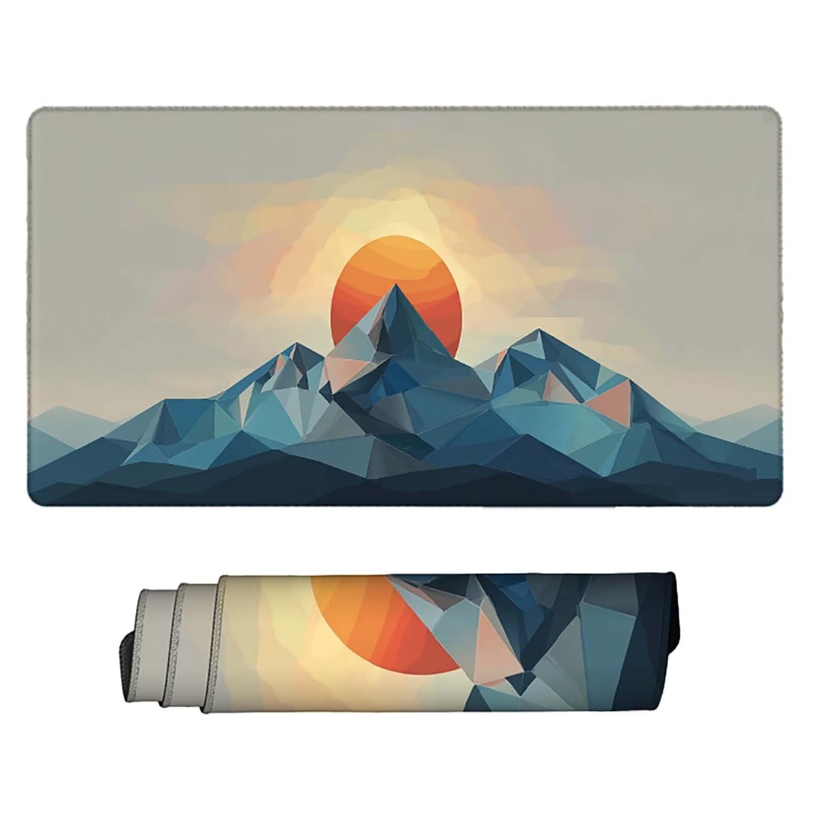 Schreibtischunterlage Berg Mauspad Gaming XXL Mousepad wasserdichte rutschfeste Schreibtisch Unterlage, Verbessert Präzision und Geschwindigkeit, Gaming Zubehör (Sonnenuntergang,100x50cm) 2-q6382