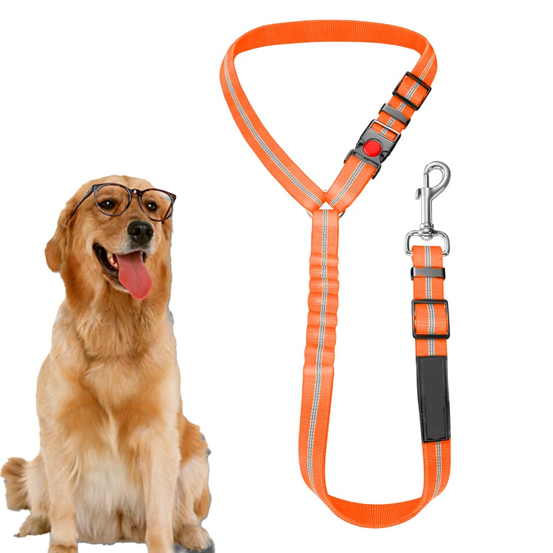 WBZOWRB 1 Piezas Cinturon Perro Coche,Cinturon Coche Perro Reflectante,Correa Perro Coche,Cinturón Seguridad Perro - Cinturón Seguridad Para Cachorro,Perro Pequeño, Perro De Tamaño Mediano (naranja,C)
