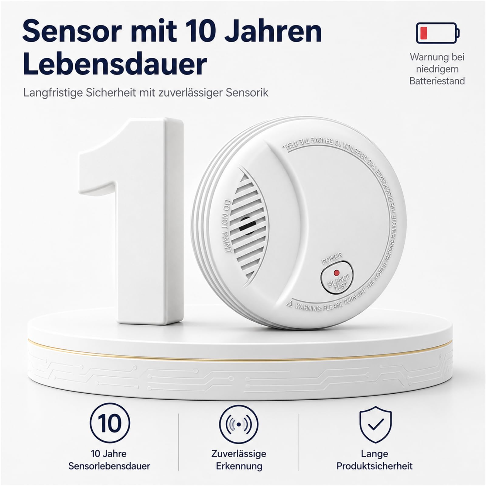 WiFi Rauchmelder mit App-Benachrichtigung, 10-Jahre Batterie, Vernetzbar, Geprüft nach DIN EN 14604, Optischer Rauchwarnmelder für Smart Home, Einfache Installation,3 PCS