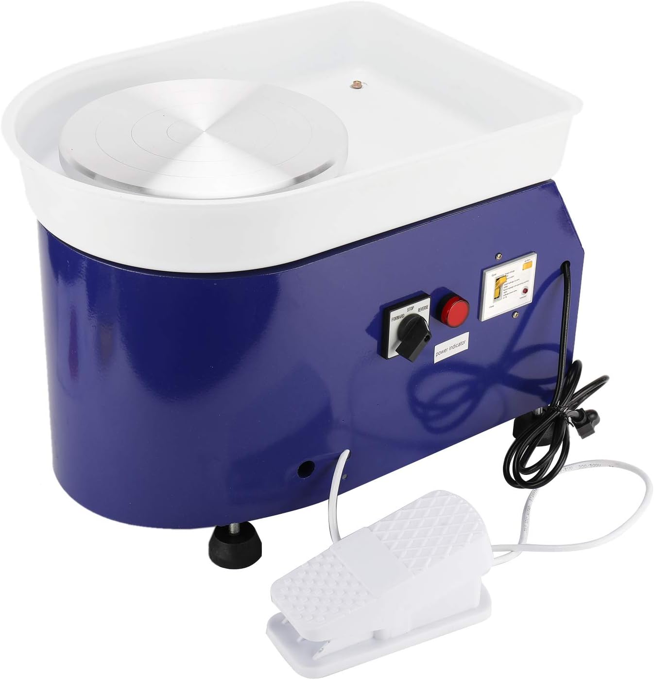 YaeKoo 25CM 350W Pottery Wheel Electric Ceramic Work Forming Machine with Foot Pedal ABS Basin DIY Clay Art Craft Sculpting Tools (Blue Color)