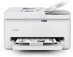 Canon PIXMA TR7120 Impressora jato de tinta colorida sem fio para impressão duplex, branca – impressora doméstica com copiadora/scanner, alimentador automático de documentos, design compacto, painel