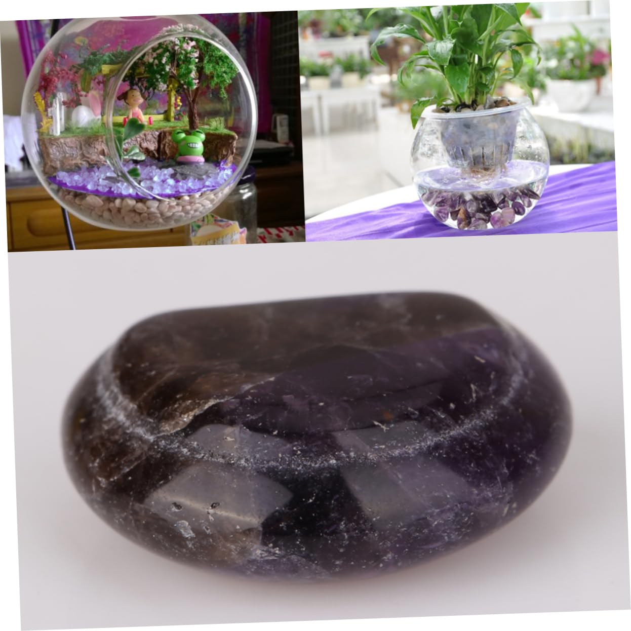 VICASKY 4 Pack Amethyst Gravel Natural for Aquarium Water Feature Garden Decoration