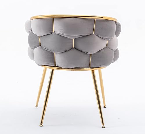 Miniatura 18 de Kakotito Silla de lujo hecha a mano con patas doradas, moderno sillón de terciopelo para sala de estar y dormitorio, Silla de Acento (beige)