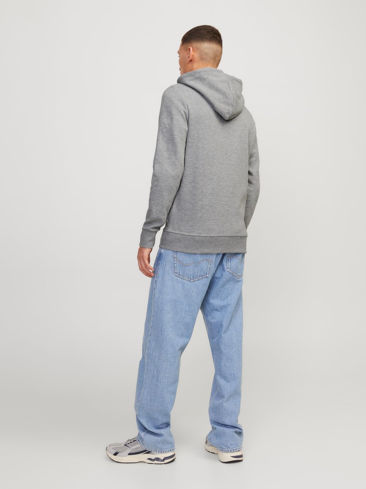 Jack & Jones Felpa da Uomo, con Cappuccio e Cerniera, in Stile Basic, Grigio Melange, XS