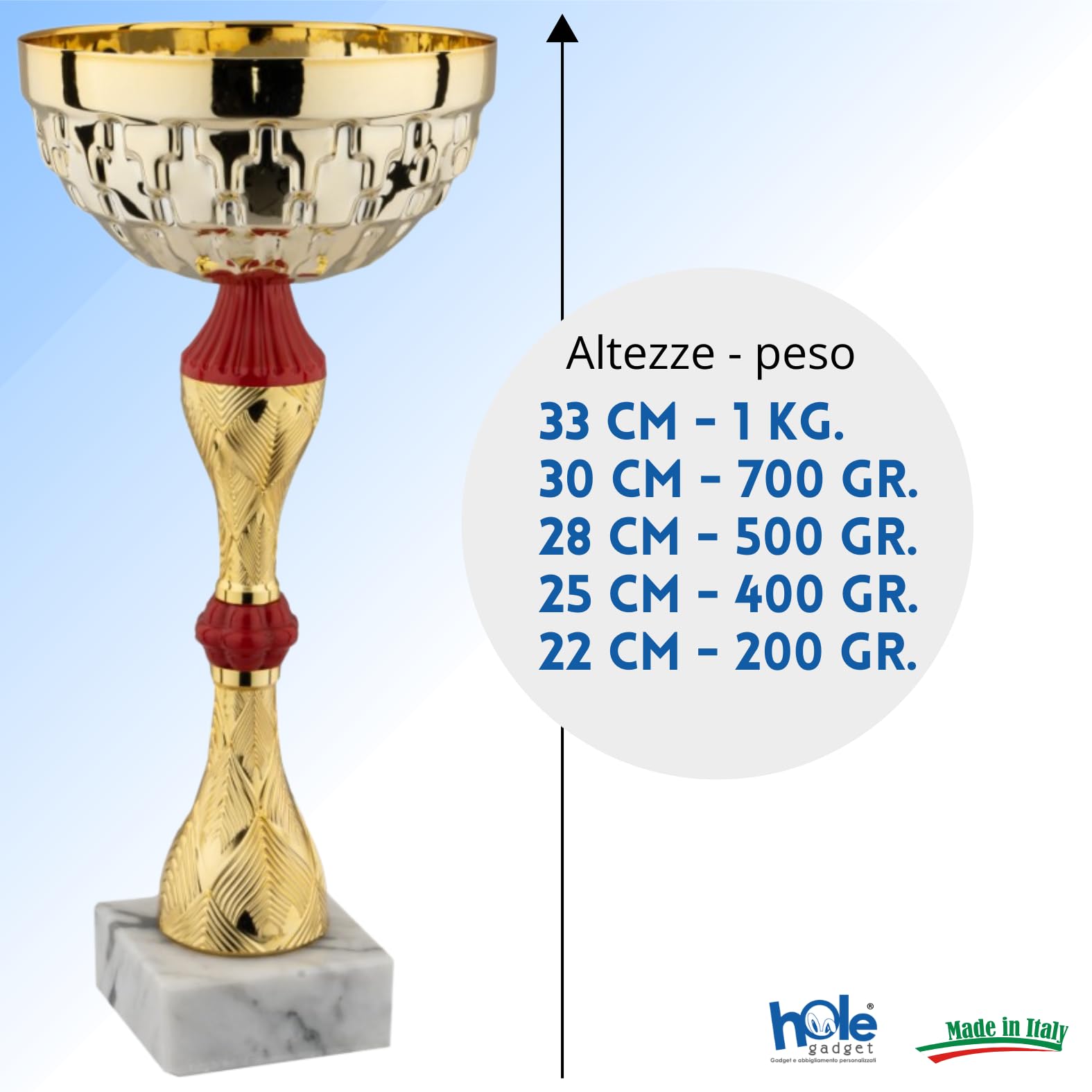 Coppa Trofeo Personalizzabile 33, 30, 28, 25, 22 cm Singolo o Set Tutti Gli Sport, Calcio, Calcettto, Tennis, Basket, Padel, Fantacalcio, Premiazioni cod 13.241