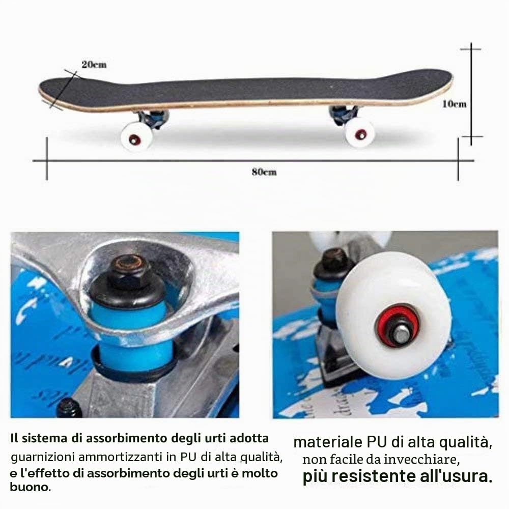 Skateboard per adulti, per principianti, skateboard, idea regalo di compleanno, ragazzi e ragazze, 9 strati in acero