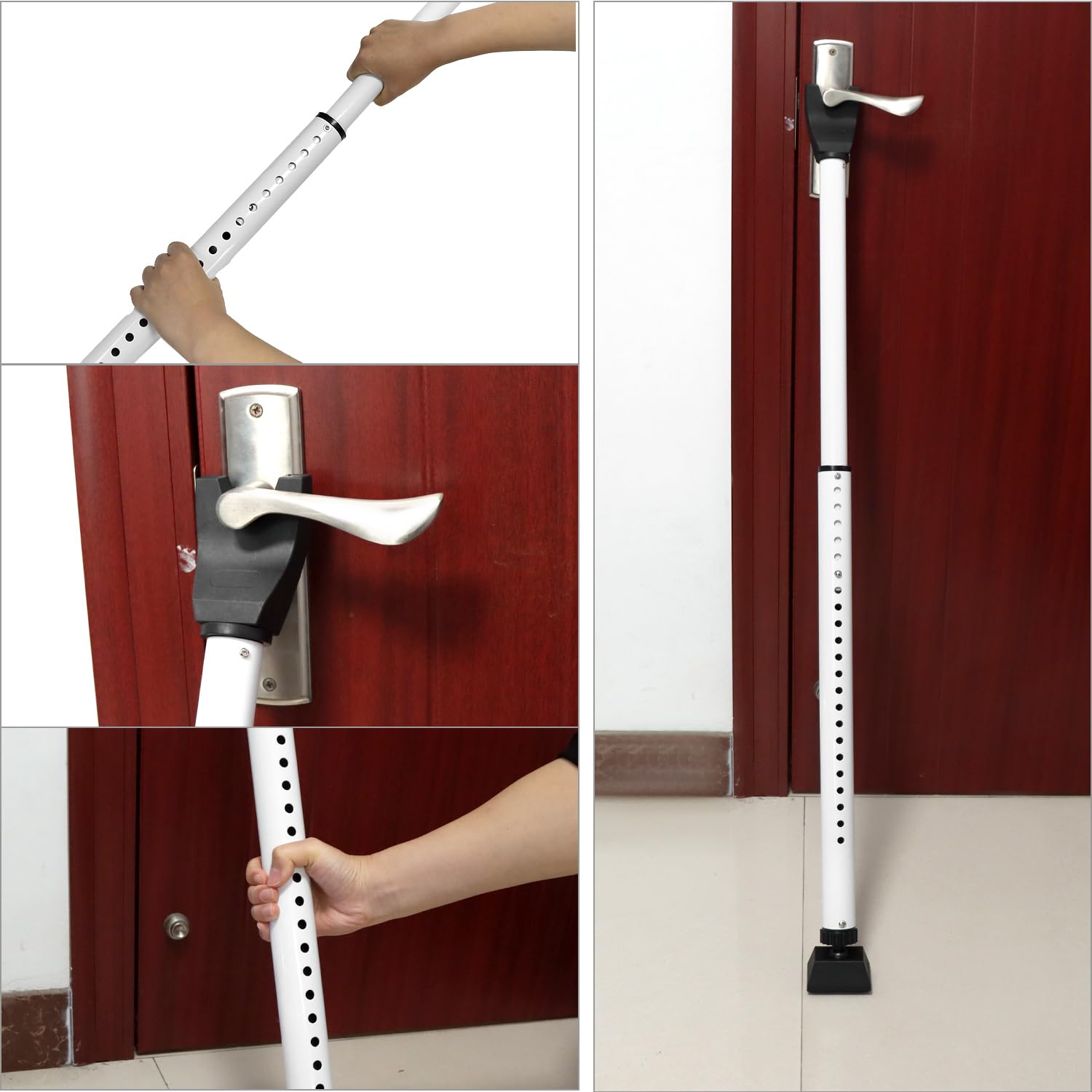 QWORK® Barre de Securite Porte, 73-115 cm Barre de Sécurité Réglable, Barre Télescopique Anti-effraction, pour Maisons de Location, Hôtels, Chambres