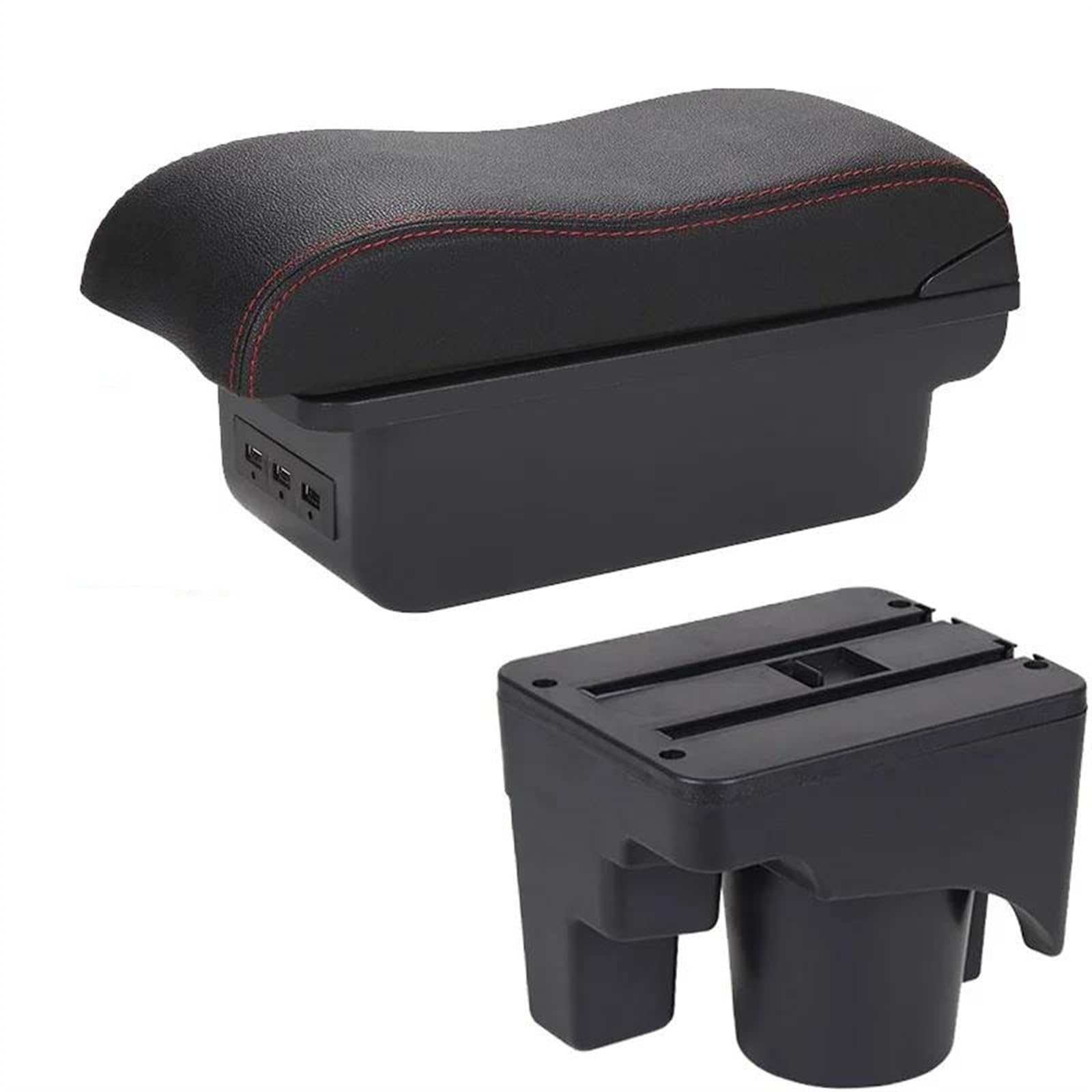 NOHEEU Car Armrest Storage Box For Scirocco For Sagitar For Golf 6 5 Mk6 MK5 For Jetta(B1 Black red 3USB)