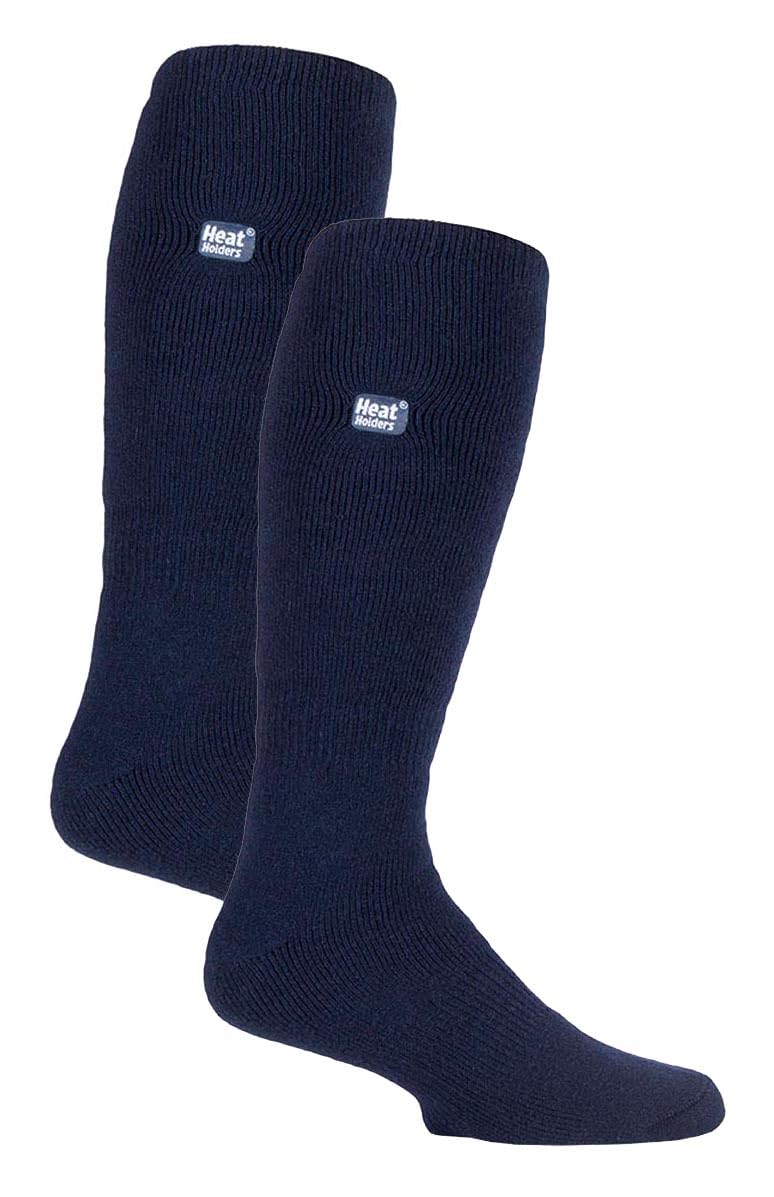 Heat Holders Men's Navy Blue 2 Pack Long Thermal Socks Knee High Winter Socks | Thick Warm Lite Socks (6-11, )