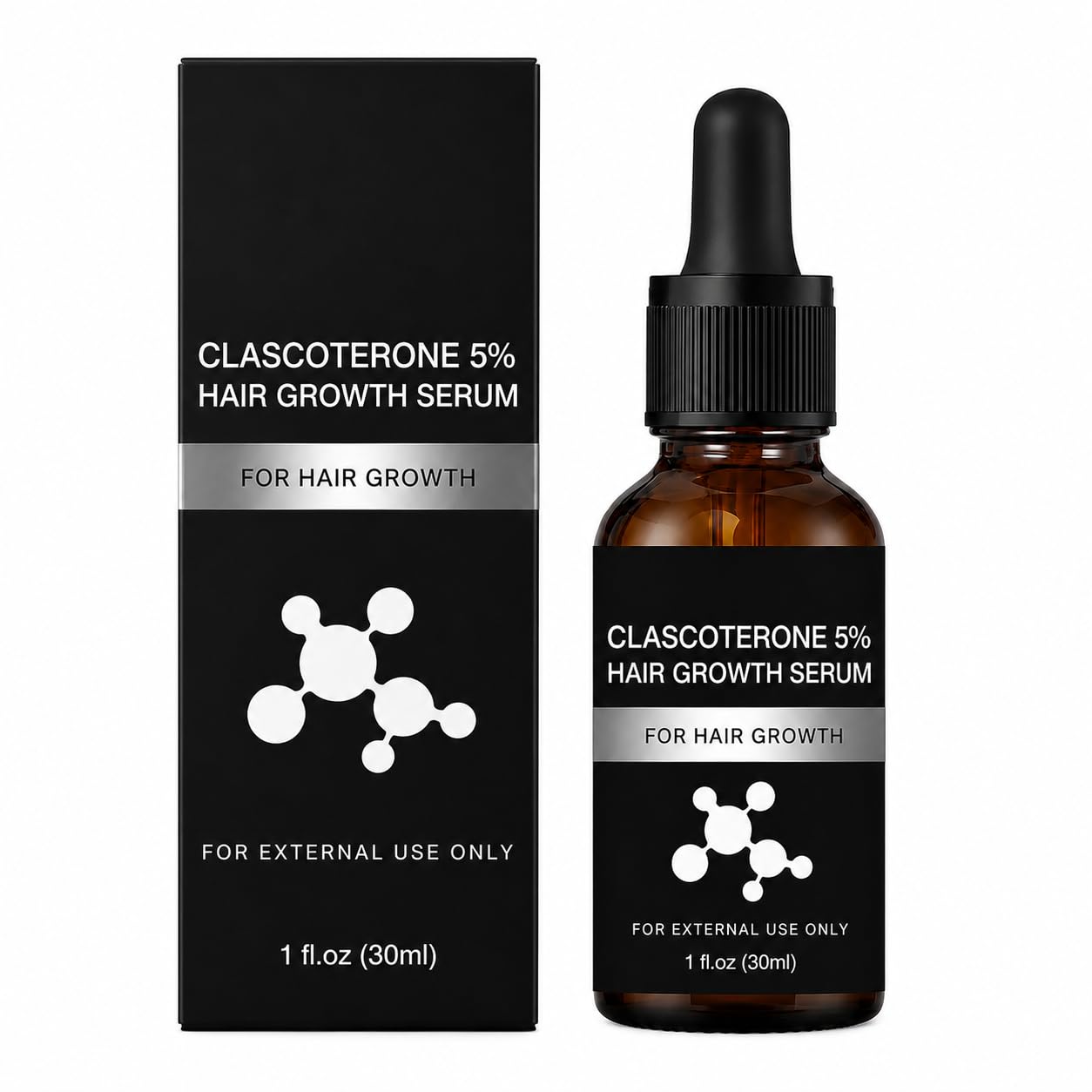 The Next Generation Hair Restoration CLASCOTERONE 5% Serum with Vitamin D-Minoxidil BIOTIN for Hair Growth - 30ml