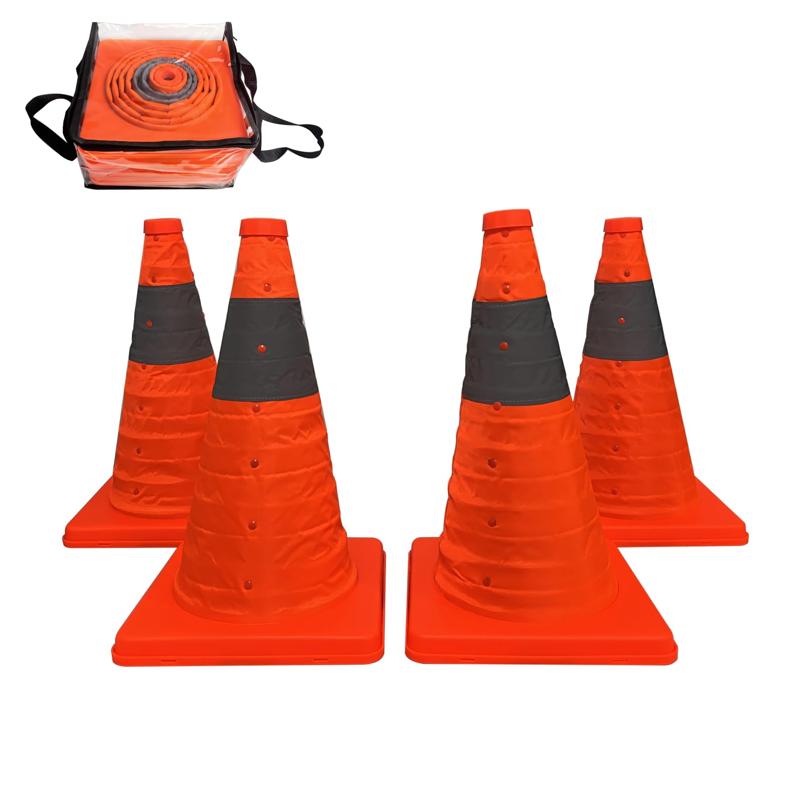 15.7inch / 40cm cône de trafic Pliable, 4 pièces Pop-up cône d'avertissement réfléchissant, utilisé pour Le stationnement temporaire, la Construction routière et Le contrôle d'activité