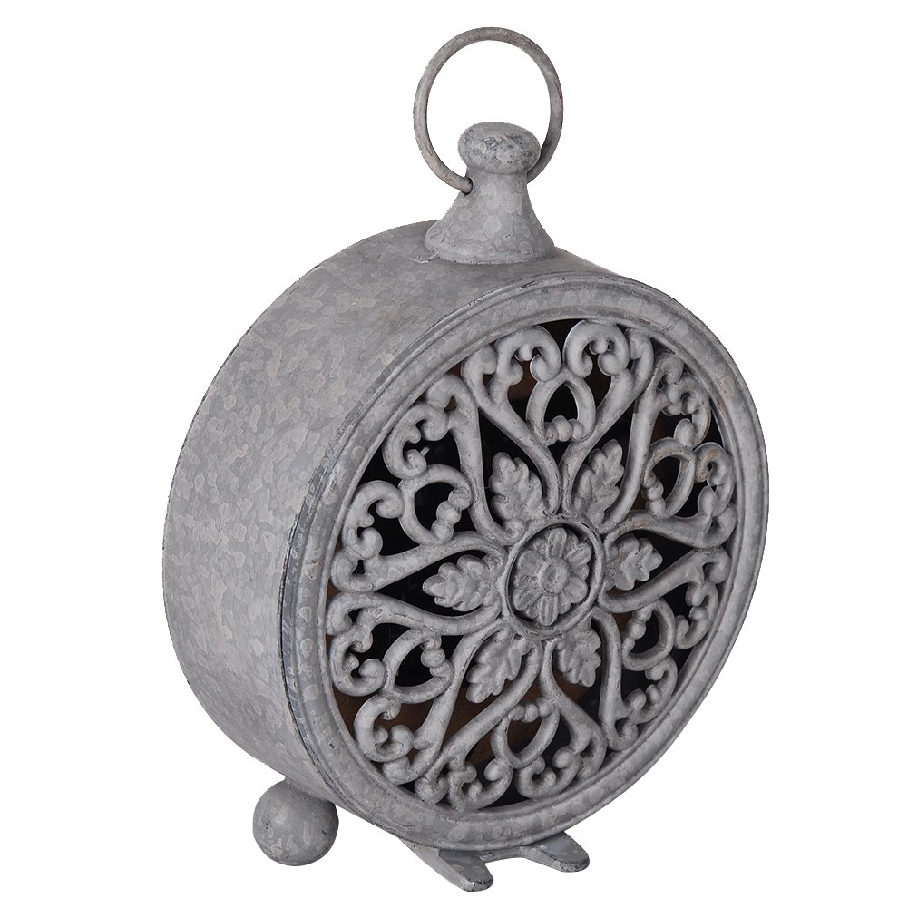 NIKKY HOME Orologio Da Tavolo Vintage In Peltro Grigio 12x5.4x15.5cm – Quarzo Con Manico, Stile Antico - 5