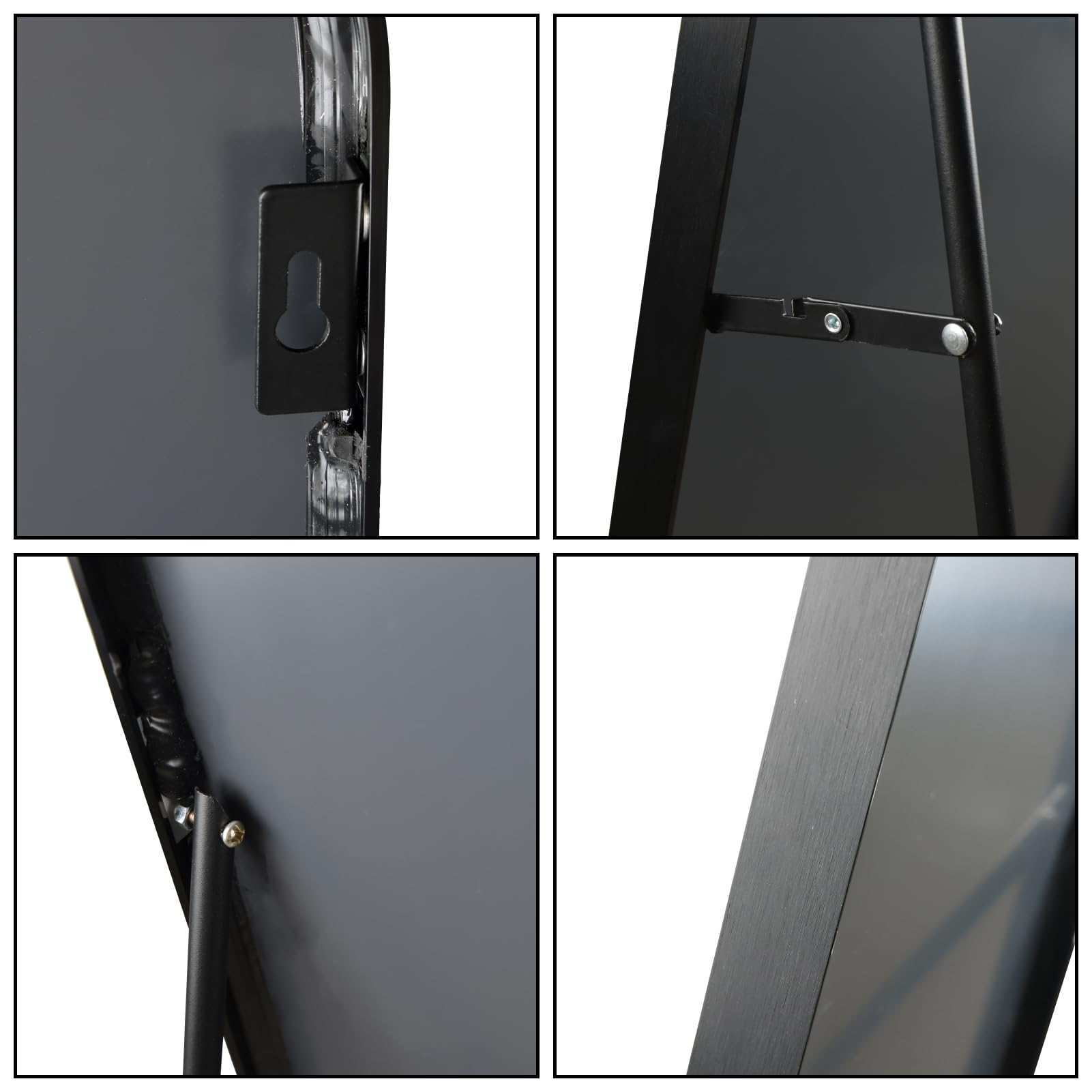 RLAVBL 140 x 40 cm Standspiegel oder Wandspiegel mit schwarzem Aluminiumrahmen, Sicherheits-Temperglas, abgerundete Ecken, für Schlafzimmer, Flur, Wohnzimmer
