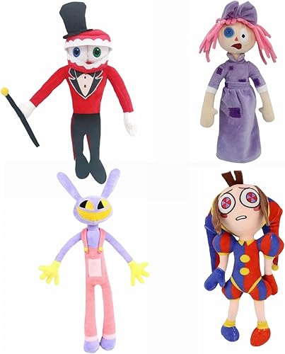 Miniatura 1 de 2 juguetes de peluche de circo digital The Amazing Digital Circus de 11 pulgadas, Pomni y Jax de peluche, regalo para niños y fanáticos (4 piezas)