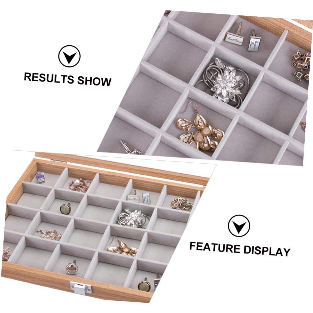 Coffret à Bijoux 24 Compartiments Grosse Capacité en Bois