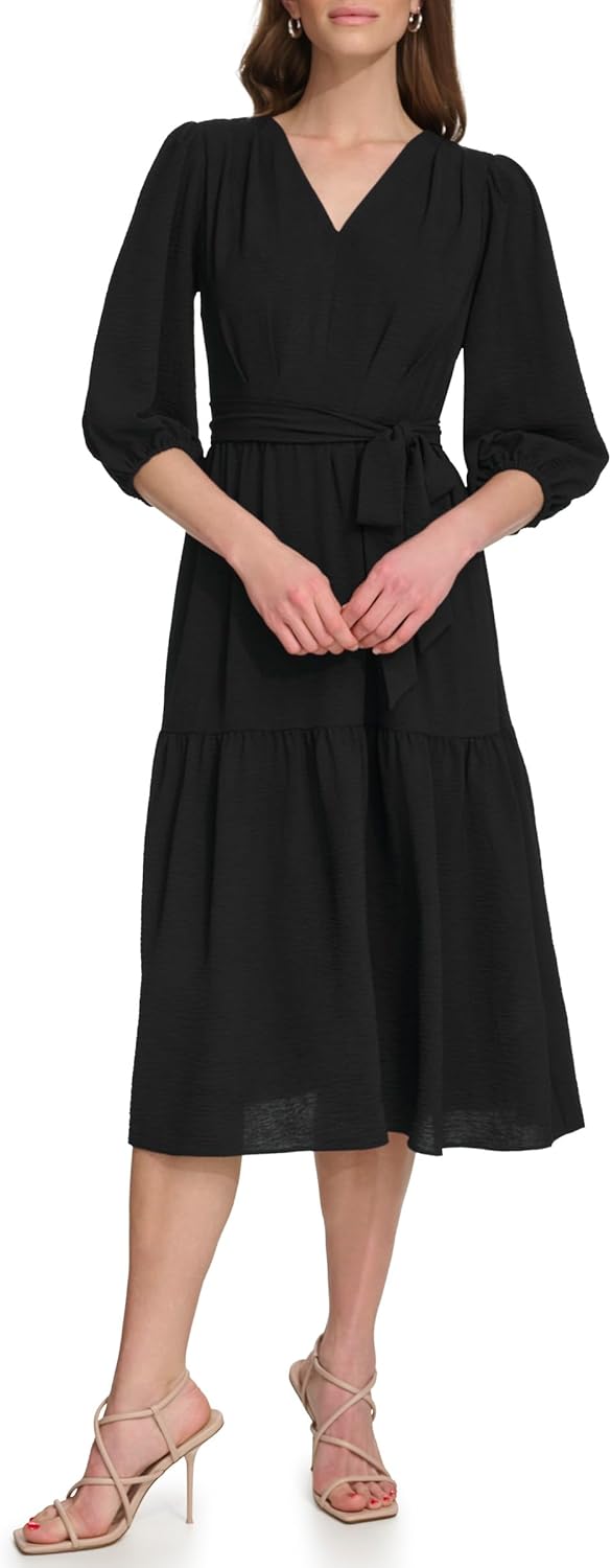 DKNY Womens Casual Futter Hem Balloon Sleeve Dress