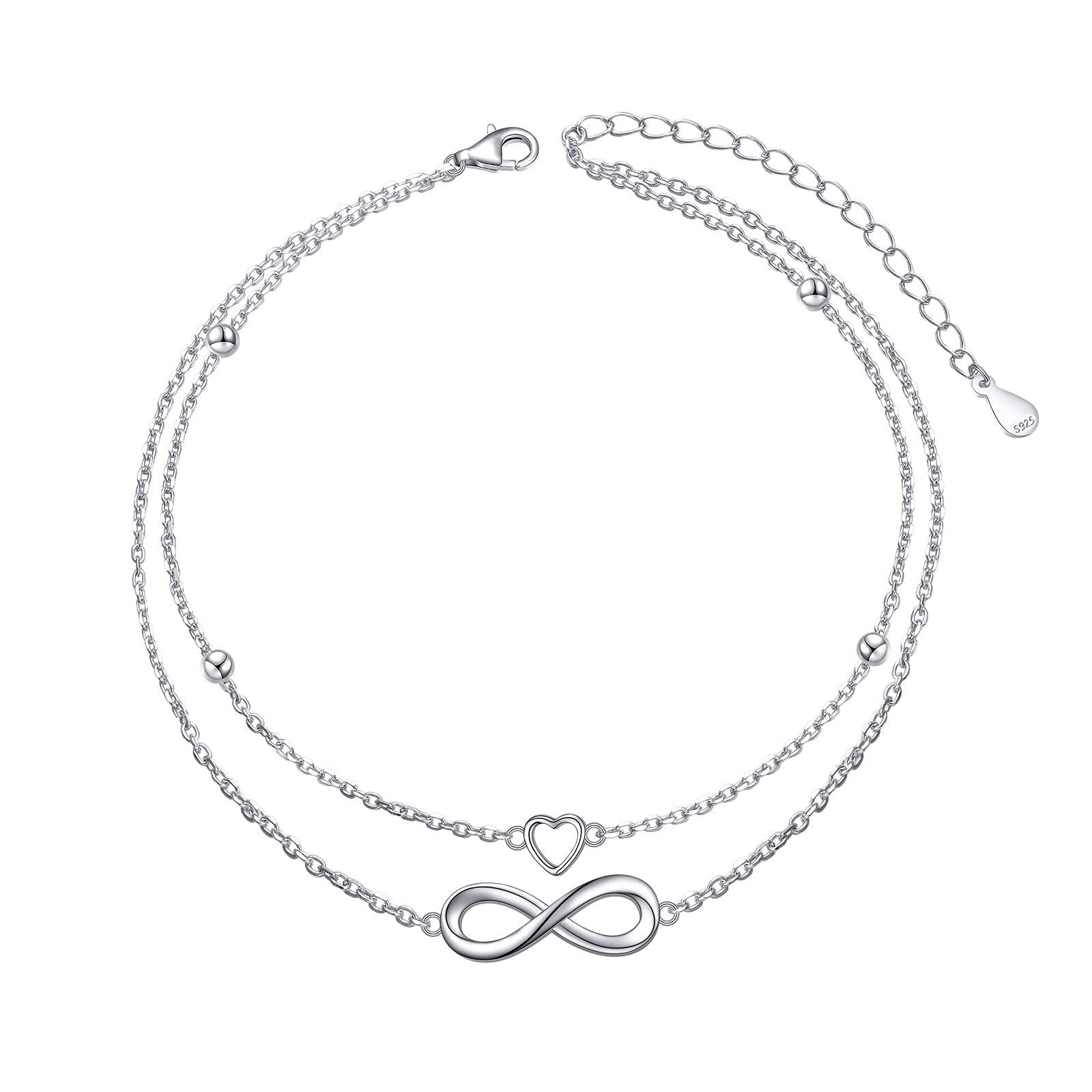 Anklet for Women 925 Sterling Silver Foot Adjustable Ankle Bracelet Jewelry