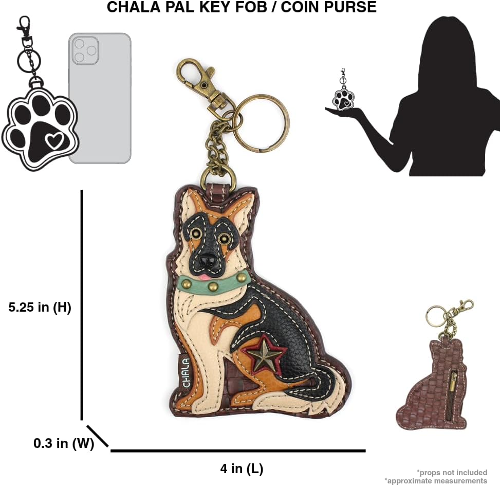 CHALA Dog Collection Women's Decorative Key Fob/Coin Purse Accessory - German Shepherd Gen II image 3