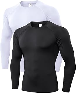 LNJLVI 2 Pack Men's Compression Long-Sleeved Tops Athletic T-ShirtWorkout Shirt