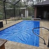 【19 mil más grueso】esta manta solar resistente para piscinas se actualizó a 19 mil (500 micras) de grosor este año. Consiste en miles de ampollas aislantes, que son más gruesas que las 12 mils normales y no se deshacen, y el efecto aislante es 3 veces mayor que el de las cubiertas de piscinas normales.