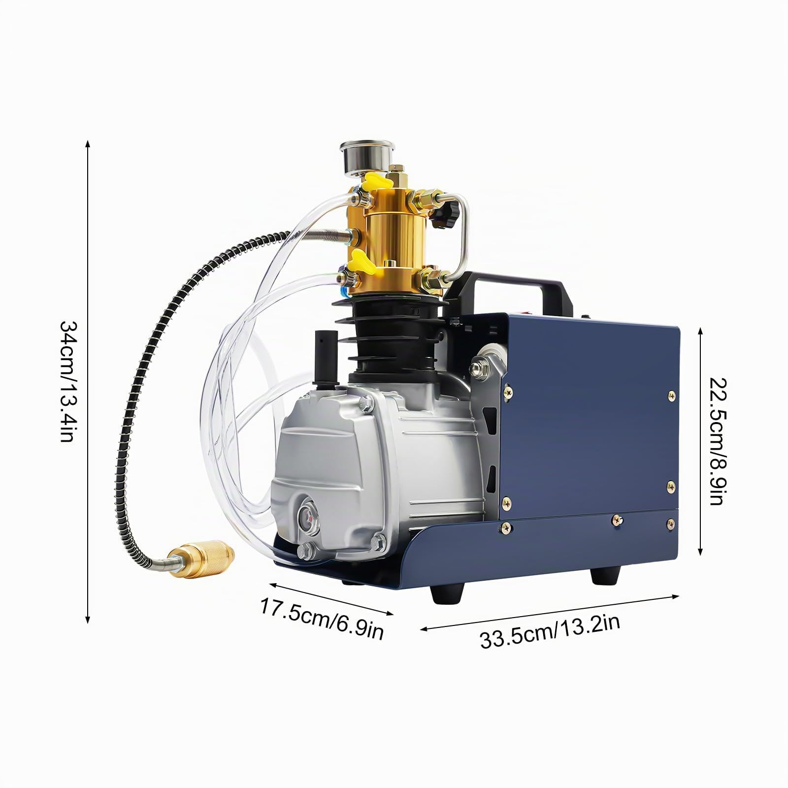Pompe à compresseur électrique PCP 1800 W Compresseur d'air haute pression pour carabines à air comprimé PCP, 30 Mpa, 80 l/min, sans huile, refroidi à l'eau, avec accessoires pour pistolet à air