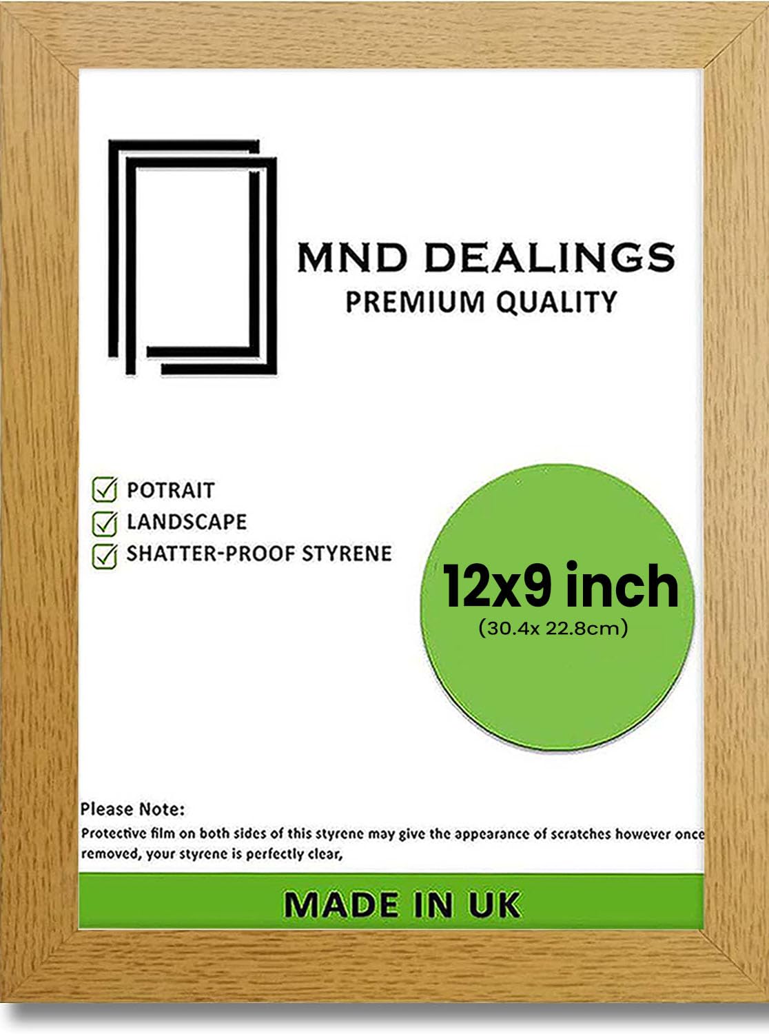 MND Dealings Elegant Flat Style Wide Oak 12X9 (30.48X22.86 CM) Poster Frame| Use as Home Decor/Wall Gallery/Art work/Picture Frame | Solid MDF Wood with HD Perspex (Oak) — image 1