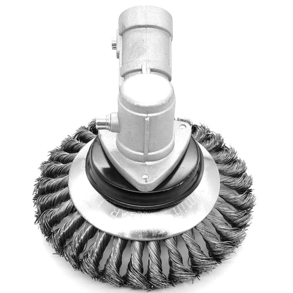 KNakasaki Cepillo Desbrozadora Profesional - Rueda de Alambre de Acero – Cabezal Recortador para Hierbas y Cultivo, Herramienta Manual Rotativa para Suelo y Jardinería
