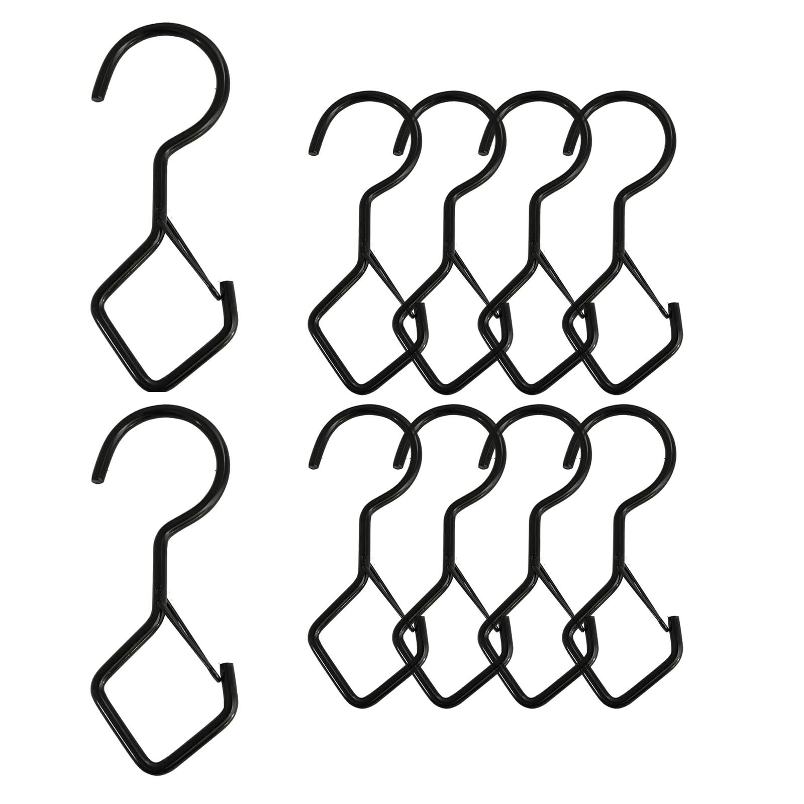 ShiningUU S Hooks 10Pack Black Metal Hooks with Safety Lock