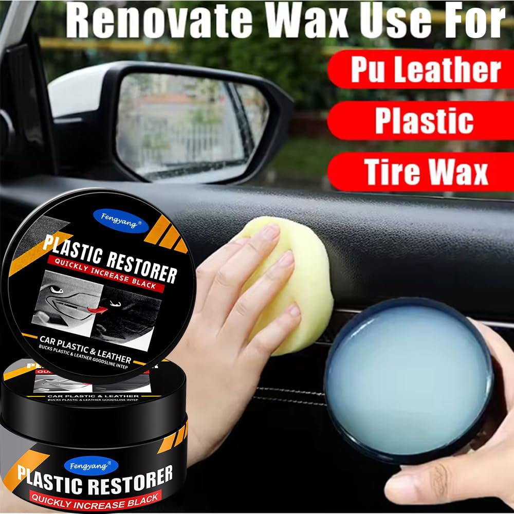 Fengyang® Generico Cura Crema per Pelle Auto, Restauratore Pelle Cera Rinnovo, Lucidante Auto Protezione Durevole, per Cruscotto Pannelli Porte Sedile Volante Console - 5
