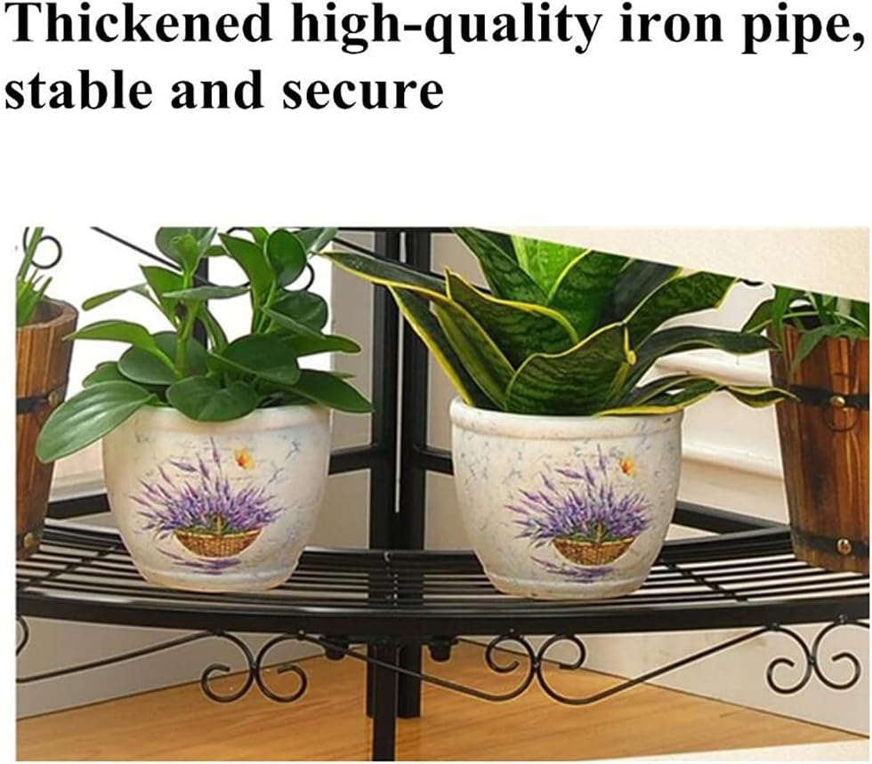 3 Tier Corner Metal Flower Pots Rack Plant Shelf Step Ladder Display(Onecolor)