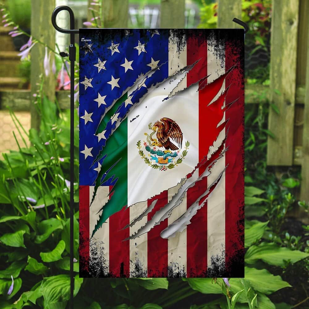 Flags-Mexican - American Flag MLH879F, House Flag (29.5" x 39.5")-USA House Garden Flags Premium Polyester-Decorative Outdoor Flags