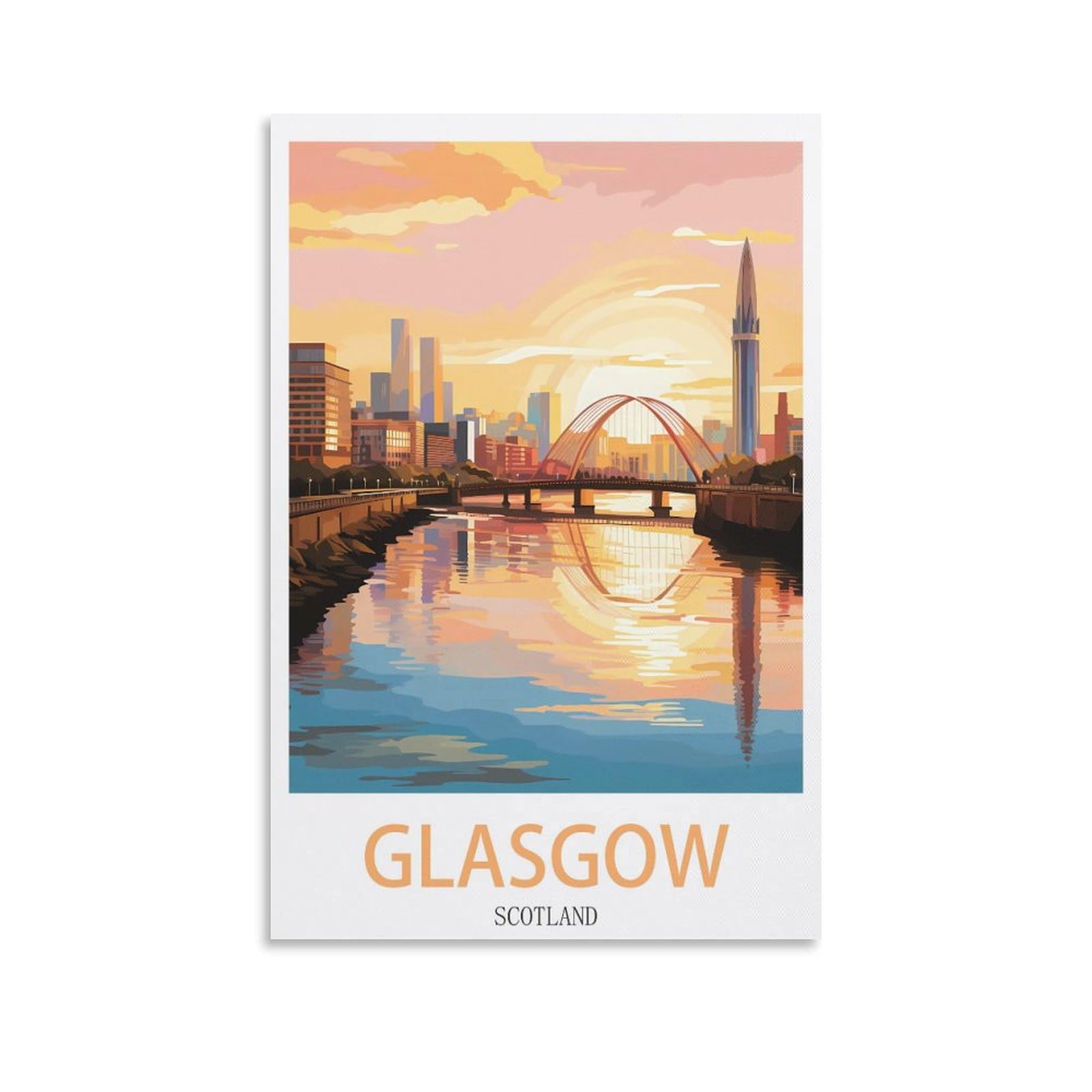 Ezmlfa A409 Diy Frameless Paint By Number Kits Glasgow Scotlands Paint By Numbers For Kids & Adults & Beginner, Diy Canvas Painting Gift Kits 30X40cm