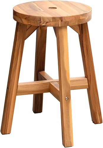 Taburete de madera de acacia maciza, Asiento de banco pequeño, Mesas auxiliares Taburete de madera, Taburete de madera de bambú, Taburete de madera