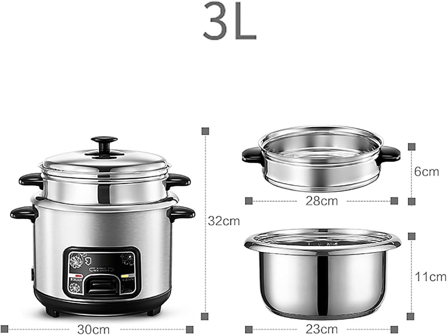 Rice Cooker (2-5L) Home Multi-function Stainless Steel Inner Pot Rice Cooker，Small Appliances Can Accommodate Up To 1-7 People 220-240V US/EU(2L-400W)