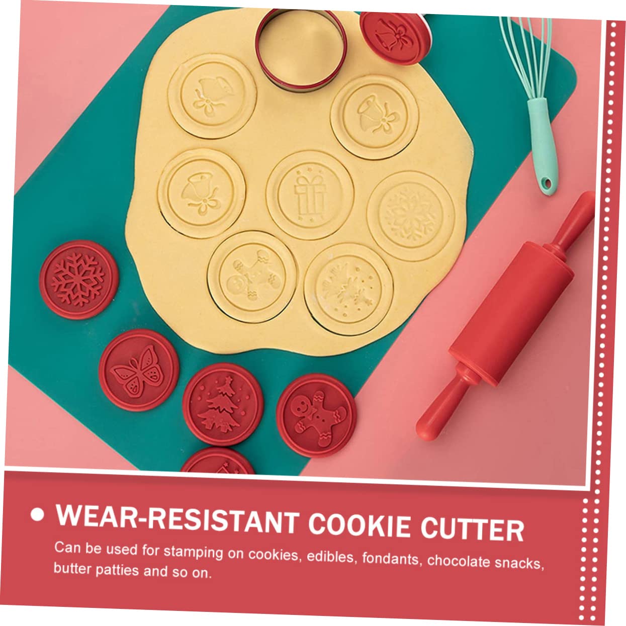 Cabilock 4 Ensembles à biscuits Boulangerie sables d'épice unique cuisine accessoires kit noel emporte-pièce résistant à l'usure emporte-pièce de Noël Acier inoxydable rouge
