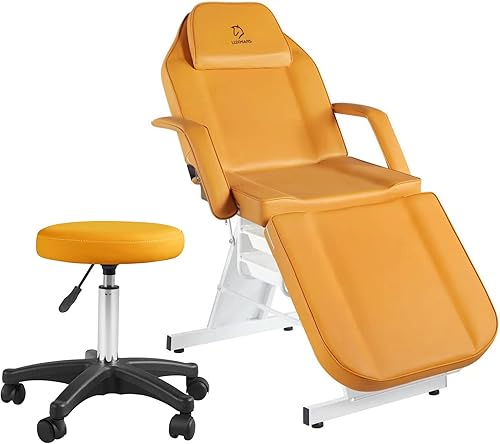 LUXMARS Silla facial, mesa de masaje, silla de tatuaje de 73 pulgadas, cama de masaje multiusos, 3 secciones, spa y salón facial con cajón de