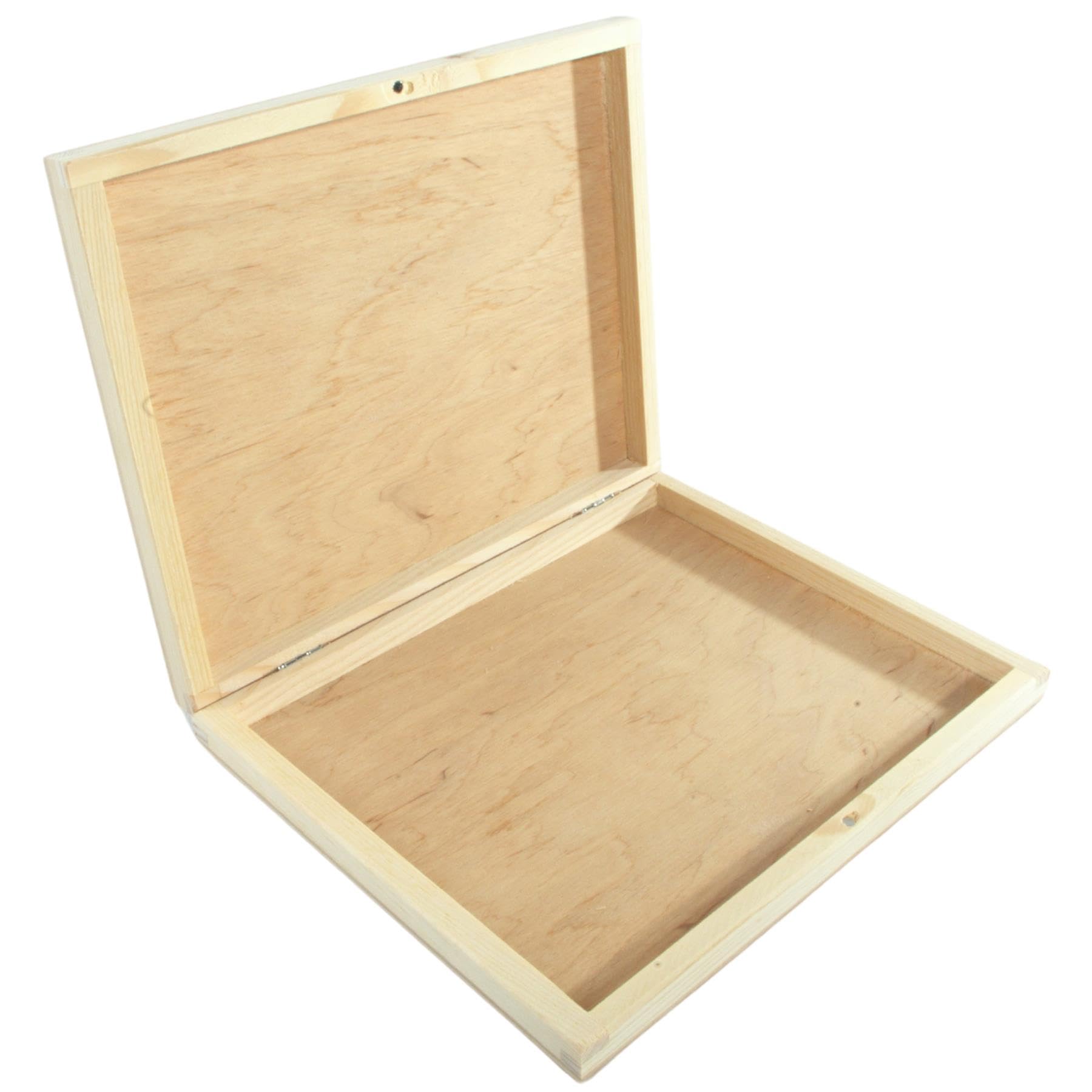 Woodeedoo Tan Shallow Wooden Box With Lid & Magnetic Catch | 22 X 18 X 3 Cm | Merci Keepsake Trinket Valuables Storage Organiser Gift Holder Case | Unfinished Decorative Wood