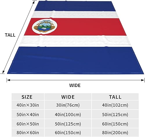 Miniatura 4 de Bonita manta de bandera de Costa Rica súper suave de 60 x 50 pulgadas para cama, sofá, silla, campamento, sala de estar y oficina