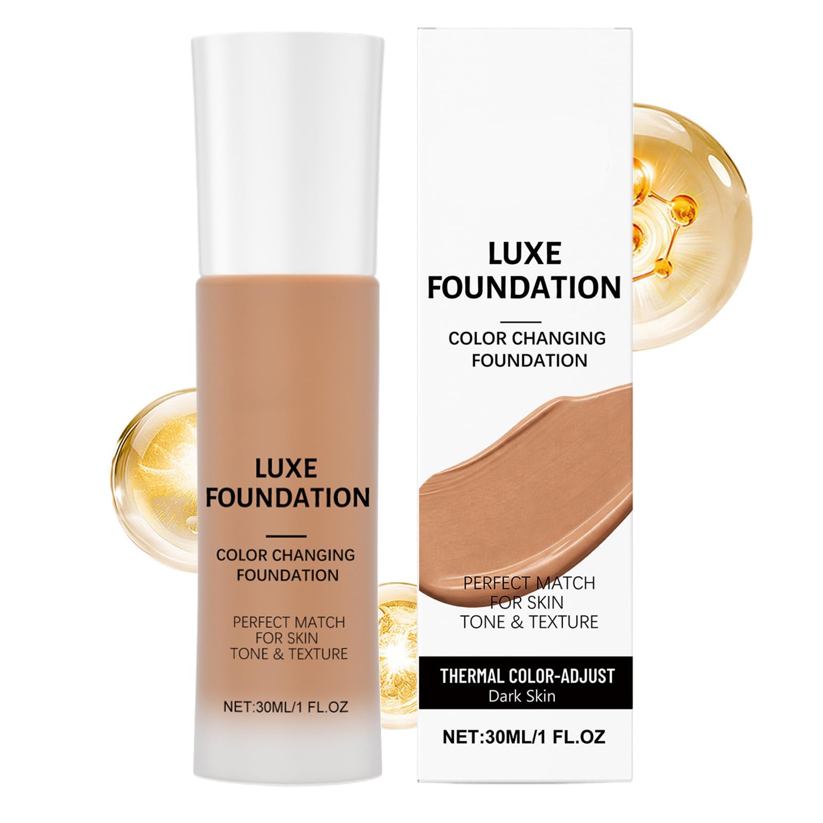 Foundation Color Changing Für Reife Haut, Luxe Foundation Light To Medium, Luxe Foundationss For Mature Skin, Aufbaubare Farbwechselnde Grundierung, Langanhaltend, Natürliches Strahlendes Finish